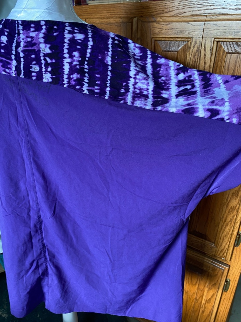 Vibrant Purple Tie-Dye V-Neck Tunic No Tag APAP 32”Close to 3X Light Weigth - Picture 3 of 13